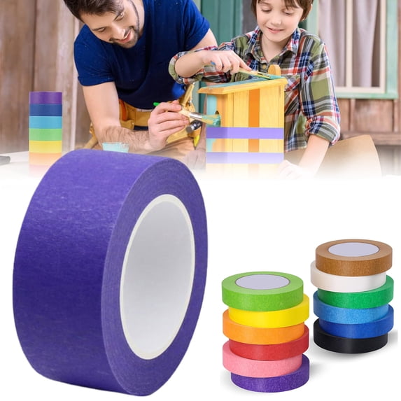 Painter’s Masking Tape – 8mm Purple Crepe Paper Tape for Wall Edging, DIY Projects & Craft Precision (Paper)