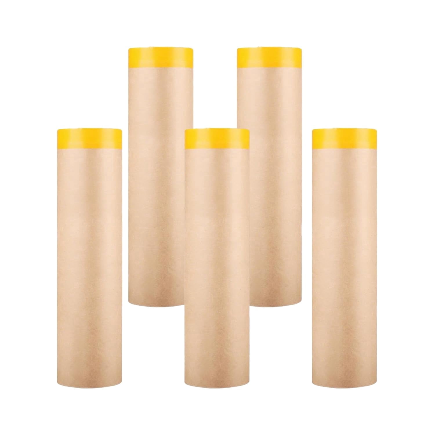 Painter's Pre-Taped Masking Paper and Masking Tape in one Kraft Paper Roll 18" x 50 Feet(Each roll) Paper is PRE-Folded Painters Paper with Tape 5 Pack