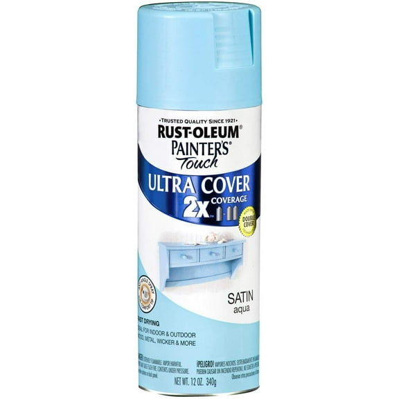 Painter's Touch 2X Ultra Cover Spray Paint Satin - Aqua - Set of 6, 12 oz