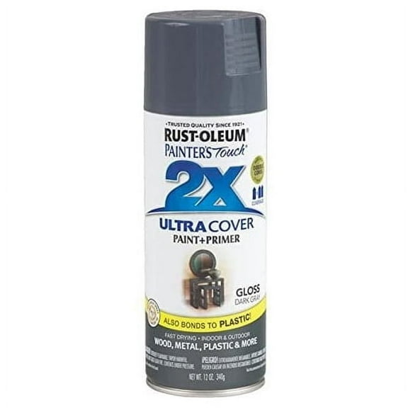 Painter's Touch 2X 12 Oz Dark Gray Cover Spray Paint Gloss [Set of 6]