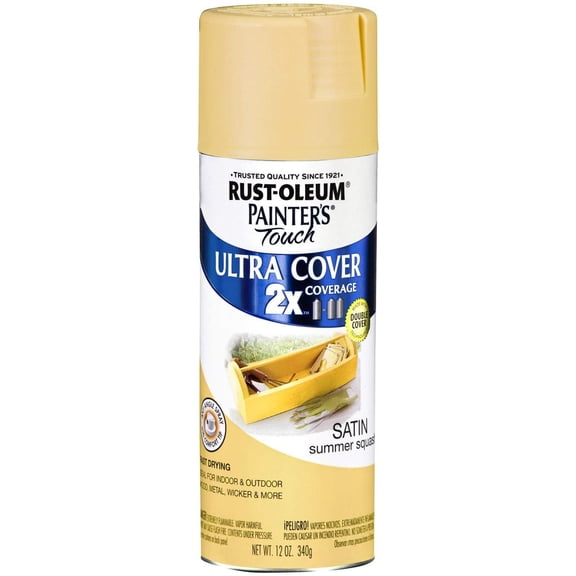 Painter's Touch 2X Ultra Cover Spray Paint Satin - 12 Oz Summer Squash - Set of 6