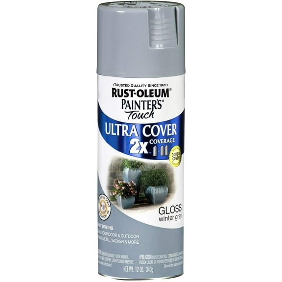 Painter's Touch 2X Ultra Cover Spray Paint Gloss - Winter Gray - Set of 6, 12 Oz