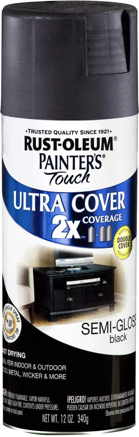 Painter's Touch 2X Ultra Cover Black Semi Gloss 12 oz Spray Paint, 6 Pieces