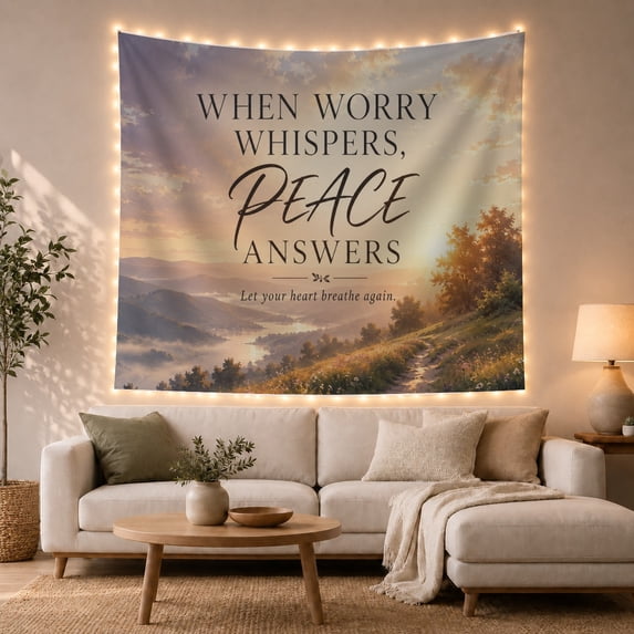 Painterly Dynamic Environment With Wide Misty River, Inspirational Illustration for Quote Lovers, Wall Decor, Valentine's Day Gift, Tapestry Wall Hanging for Dorm and Living Room