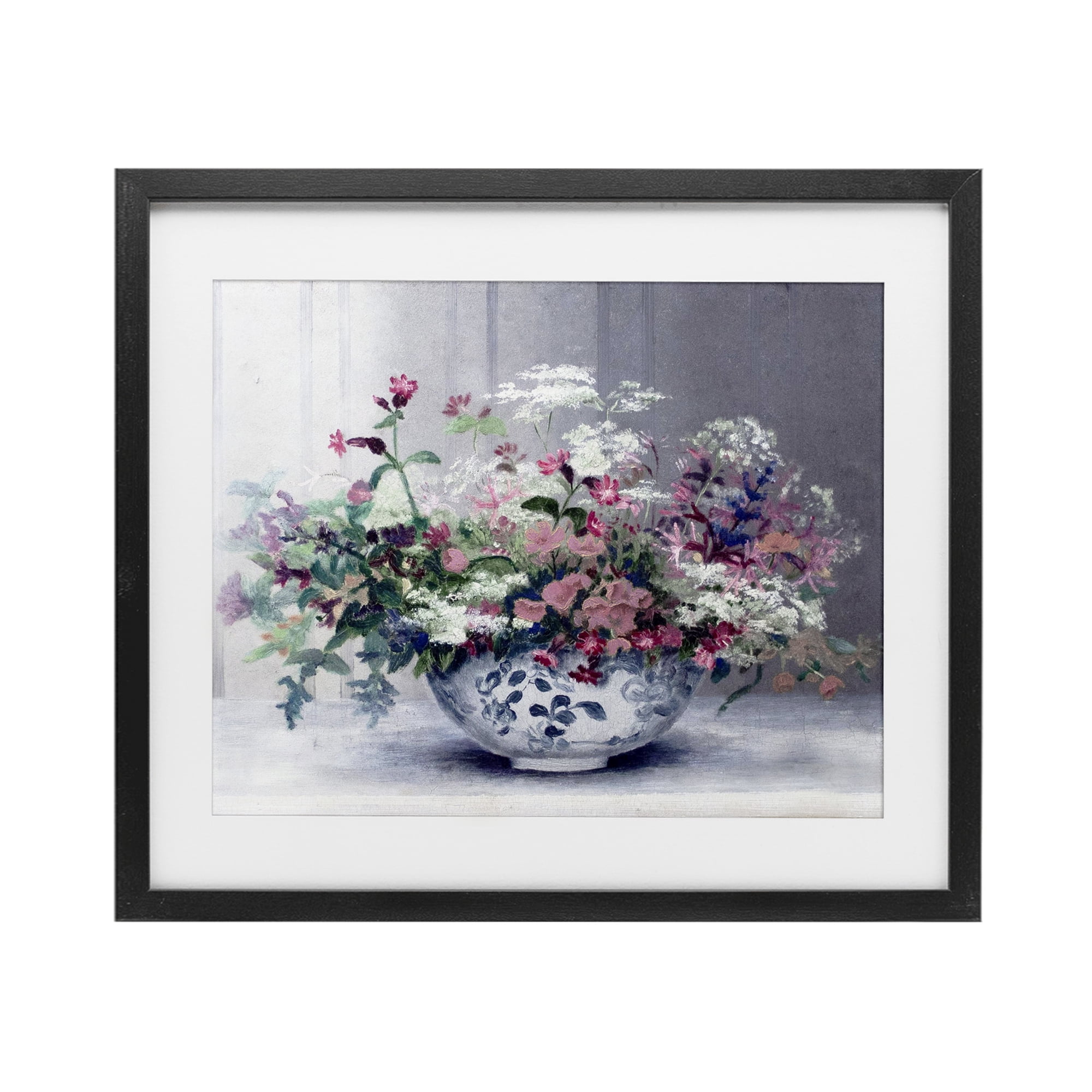 Painterly Elegant Blooms Vase Black Framed Print Under Glass, design by Lettered and Lined