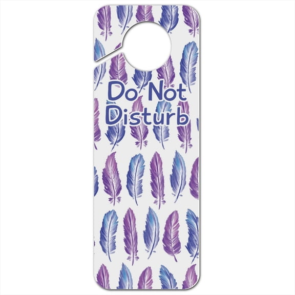 Painterly Feathers Pattern Plastic Door Knob Hanger Sign