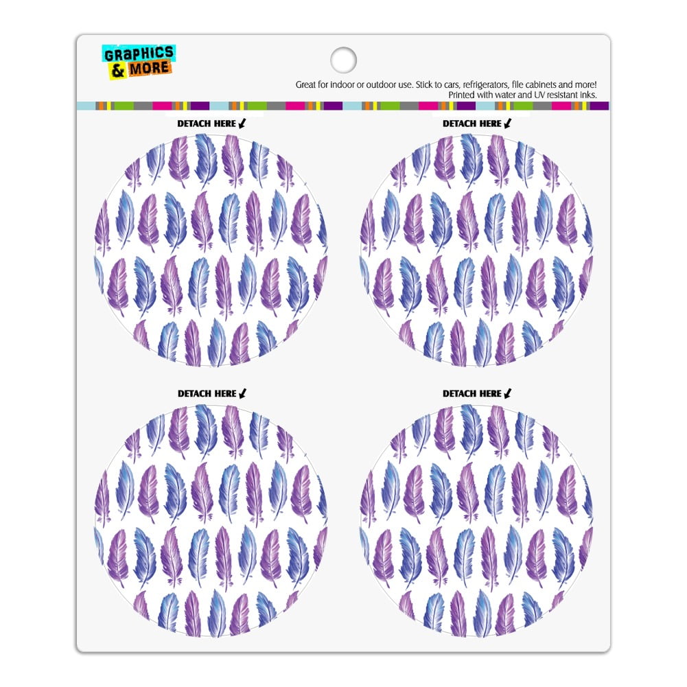 Painterly Feathers Pattern Refrigerator Fridge Locker Vinyl Circle ...