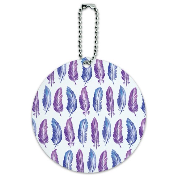 Painterly Feathers Pattern Round Luggage ID Tag Card Suitcase Carry-On
