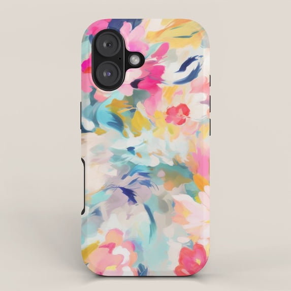 Yellow Models Pic Painterly Pink, Aqua and Yellow Floral Tough Case for Select Apple ...