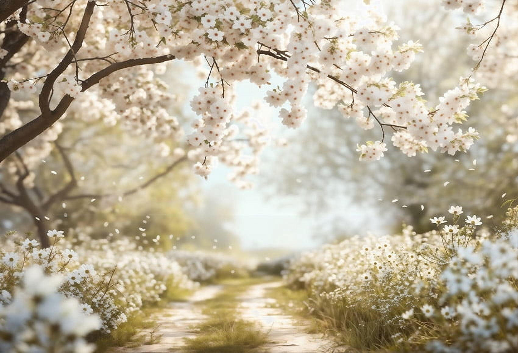 Painterly Spring Country Path Landscape Kids Birthday Party Portrait r ...
