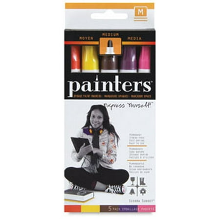 Painters Markers, Medium Tip, Assorted Colors, 5 Count