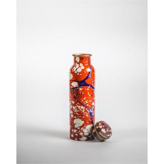 Painters Dots Copper Water Bottle, Red