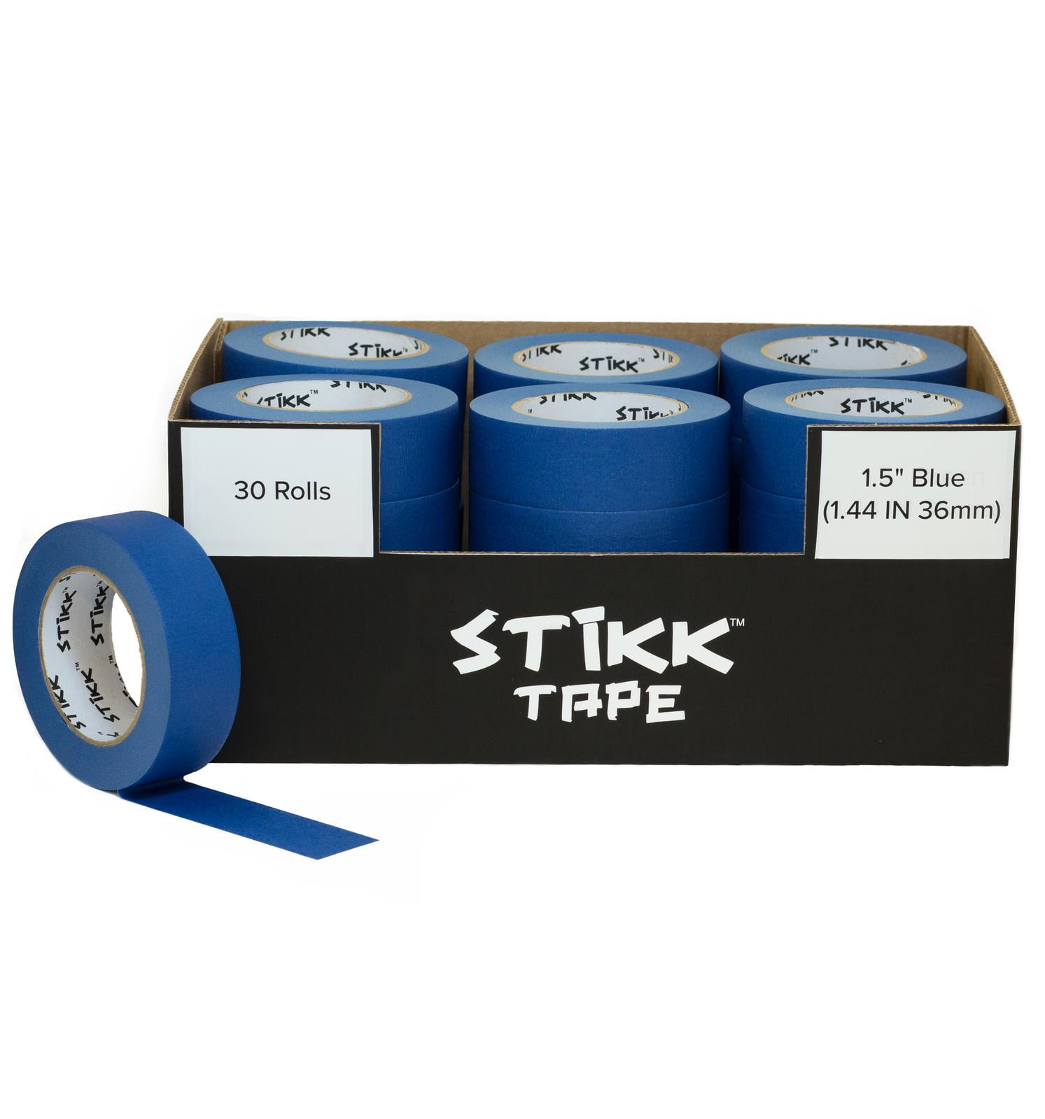 Painters Masking Tape Blue 30 Roll Case of 1.5" x 60 Yards (36mm x 55m) STIKK