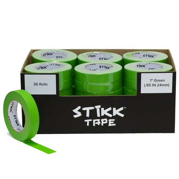 Painters Masking Tape Green 36 Roll Case Of 1" x 60 yards (24mm x 55m) STIKK