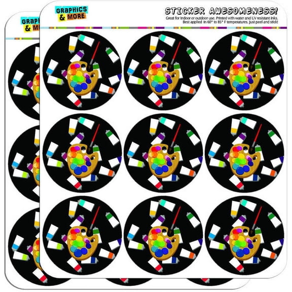 Painters Palette Black Artist Painting 18 2" Planner Calendar Scrapbooking Crafting Stickers
