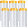 thumbnail image 1 of Painters Plastic With Tape, Pre-Taped Masking Film, 6 Rolls Automotive Best Tape and Drape, Paint Adhesive Protective Film Roll for Covering Skirting, Frames, Cars and Auto Body (5 X 65-Feet) (6), 1 of 5