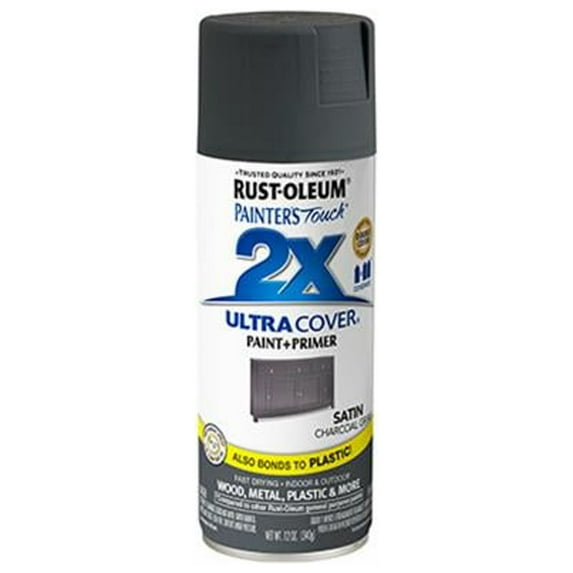 Painters Touch 342061 Painter's Touch 2X Spray Paint + Primer, Satin Charcoal Gray, 12-oz.