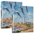 thumbnail image 1 of Painting Birds Sea Towers 3 Ring Binders 1.5 inch Hardcover File Folders with Interior Pockets A4 Size Organizer for School Office Hospital Set of 2, 1 of 8