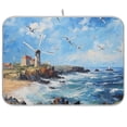 thumbnail image 1 of Painting Birds Tower Sea Dish Drying Mat Dish Drainer Rack Mats Water Absorbent Non-Slip Easy Clean Heat Resistant for Kitchen Counter, 1 of 8