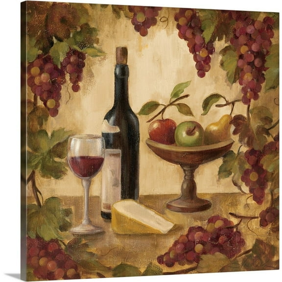 Great Big Canvas "Wine and Cheese II"  by Silvia Vassileva Black Brown   Wrapped Canvas Print Wall Artwork