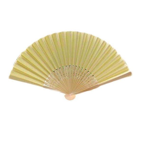 Painting Blank Paper Folding Fan Doodle DIY Drawing Fan, Yellow - 10 Piece