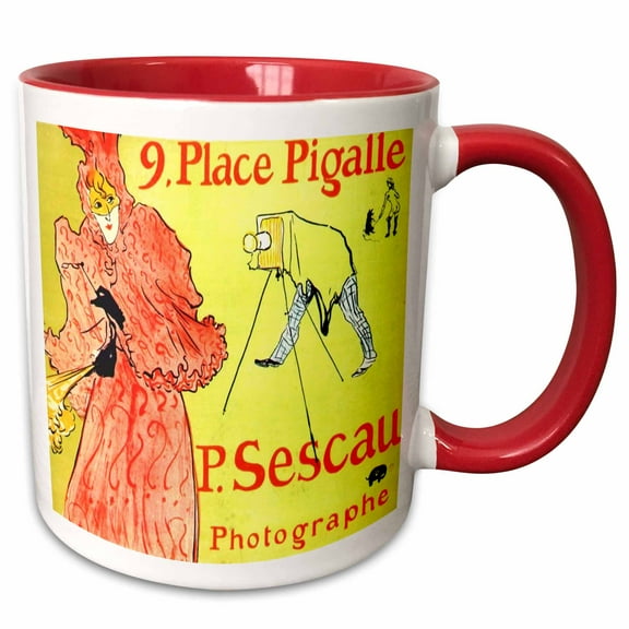 3drose, Painting by Lautrec 1894 the Photographer, 11oz Two-tone Red Mug