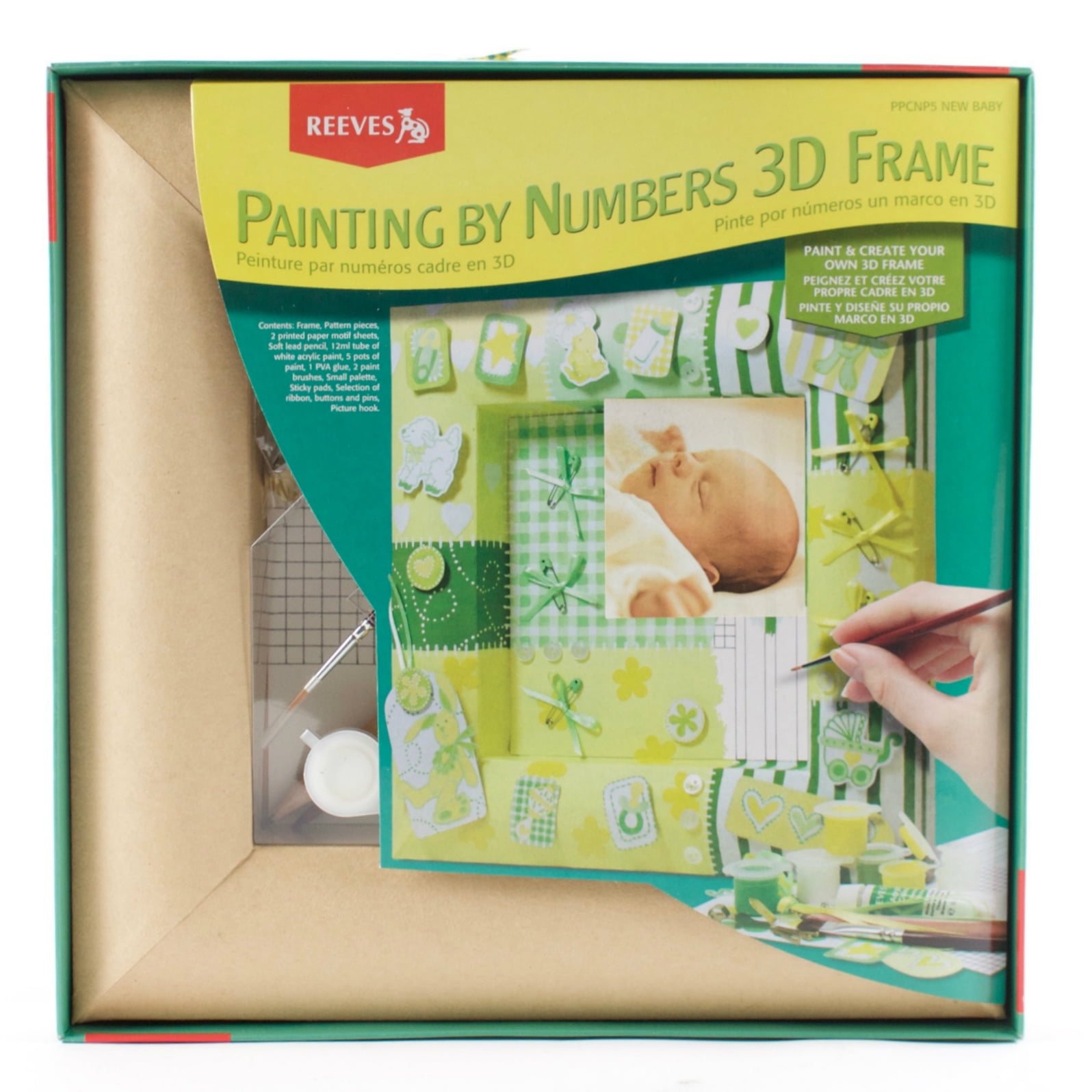 Painting By Numbers 3D Frame Neutral Green by Reeves 
