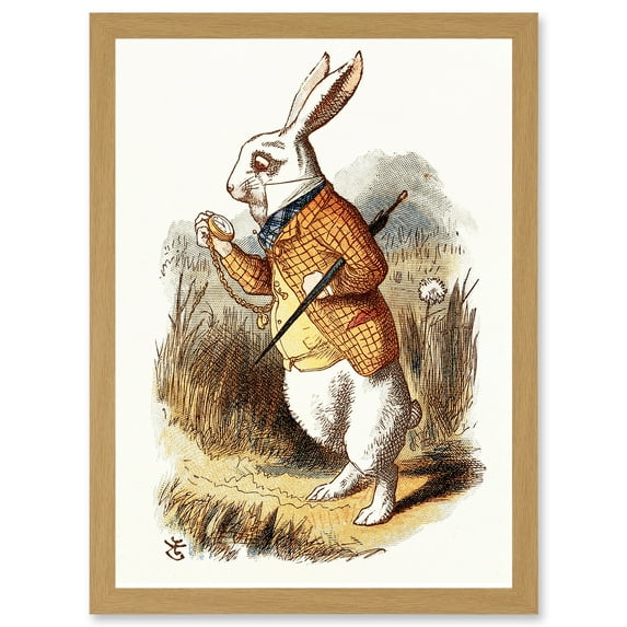 Painting Carrol Alice Wonderland Tenniel White Rabbit Artwork Framed Wall Art Print A4