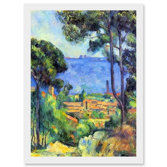 Painting Cezanne Landscape View of L'Estaque and Chateaux d'If Artwork Framed Wall Art Print A4
