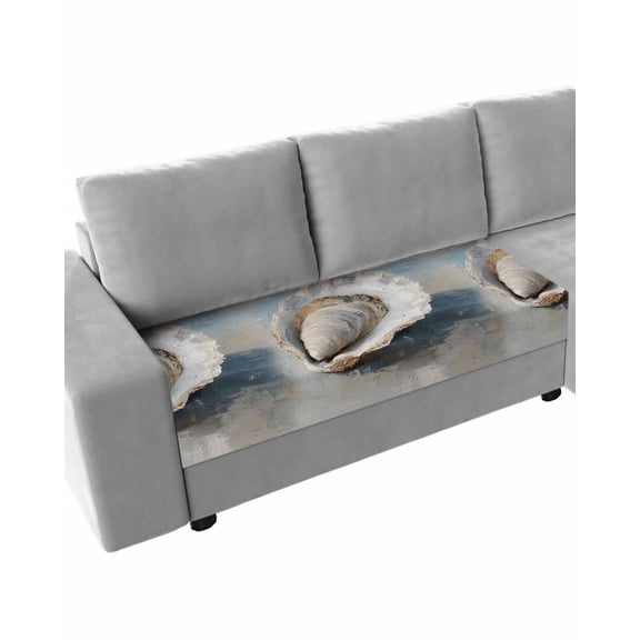 Painting Coastal Sofa Couch Cushion Covers Washable, Removable Stretchable Sectional Couch Covers, Seaside Shell Ocean Slipcovers for L & T Shape Sofa Furniture Protector M Size 1 pc