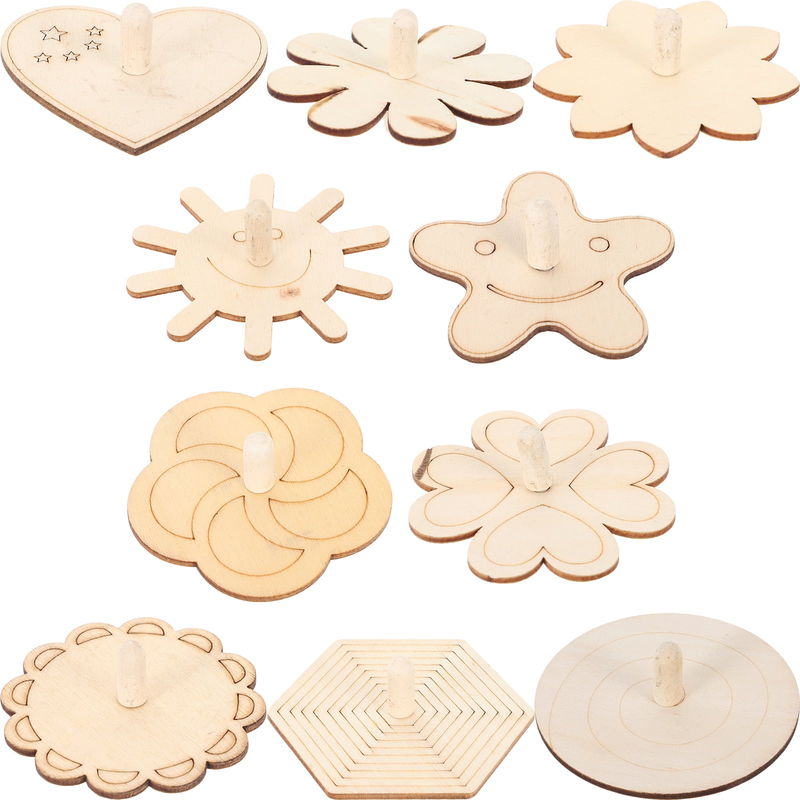 TOYANDONA 6-Piece Wooden Spinning Top Set - Hand-Painted Peg Tops, 4.5cm Kids Traditional Toy