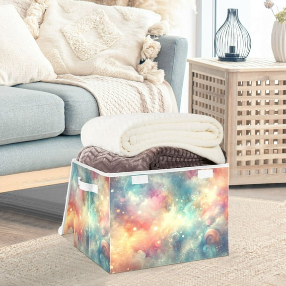 Painting Colors Storage Basket Foldable Laundry Basket Shelf Kids Toy Storage Container Organizer with Handles