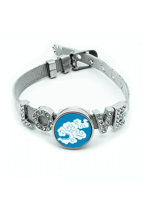 Painting Culture White Cloud Bracelet Wristband Crystal Love Adjustable Bangle