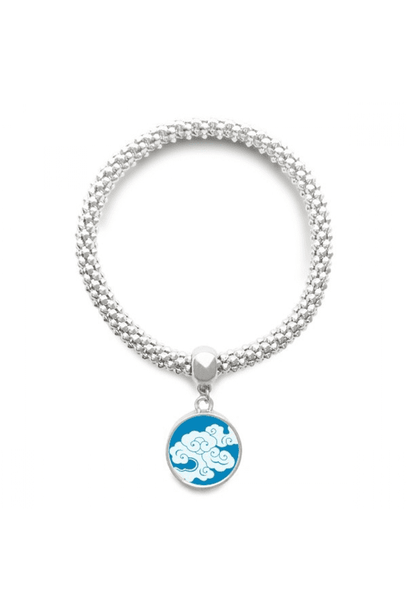 Painting Culture White Cloud Sliver Bracelet Pendant Jewelry Chain Adjustable Bangle