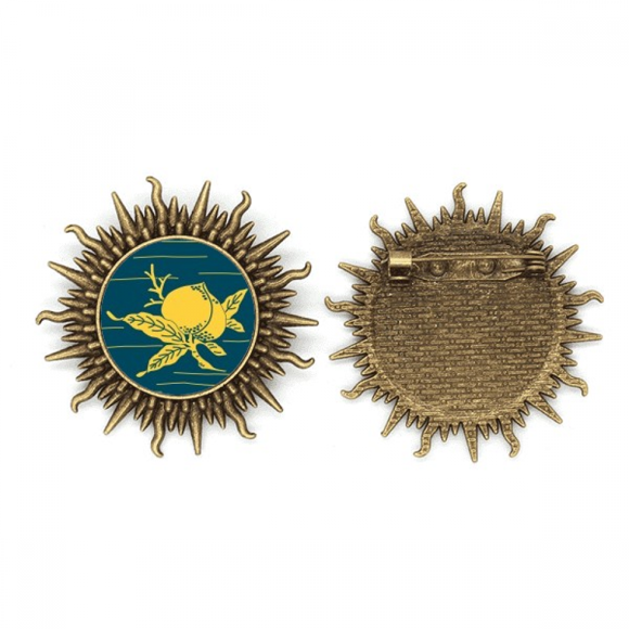 Painting Culture Yellow Peach Metall Sonne Brosche Haken Pin