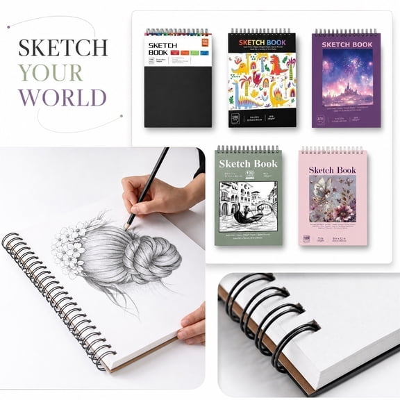 Painting, Drawing & Art Supplies, 9X12 Inch 200 Page Sketch Book, Blank Thick Drawing Paper Sketchpad, Top Spiral Bound Art Sketchbook, Detachable Sketch Paper Drawing Notebook,