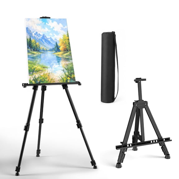 Painting Easel and Display Stand, Adjustable 18-66 Inch Folding Metal Easel Stand for Sign, Portable Tabletop/Floor Canvas Stand for Adults, Teens, Studio, Classroom and Events