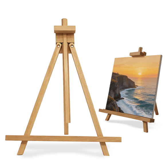 Painting Easel, Folding Wooden Tabletop Easel Stand Holds Highest to 22" Canvas, Portable Desktop Easel Suitable for Artists, Beginners, Students