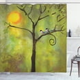 thumbnail image 1 of Painting Fall Tree Bluebird Couple Bright Sun Sky Scary Scene Art Shower Curtain, 1 of 3