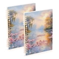 thumbnail image 1 of Painting Flowers Lake Trees Ring Binder Notebook Journey Note Diary College Ruled Spiral Notebook Study Loose Leaf Paper A5 60 Pages, 1 of 8