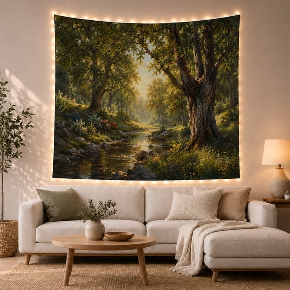 Painting Forest Glade With Detailed Right Massive Ancient, Mystical Fantasy for Space Lovers, Galaxy Room Decor, Valentine's Day Gift, Tapestry Wall Hanging for Bedroom and Dorm