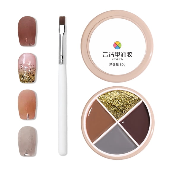 Painting Gel Nail Polish - 4 Colors Solid Gel Nail Kit Pudding Cream Gel Nail Polish Set LED UV for Beginner DIY Home with Brushes, Solid Nail Polish Gel 20g