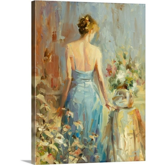 Great Big Canvas "Thoughtful" by Steve Henderson Gray Blue Brown figurative Wrapped Canvas Print Wall Artwork