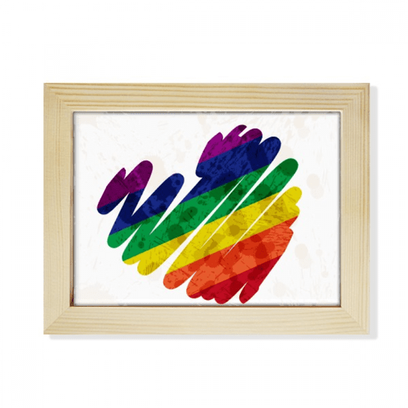 Painting Heart LGBT Rainbow Desktop Photo Frame Picture Art Decoration Painting 6x8 inch