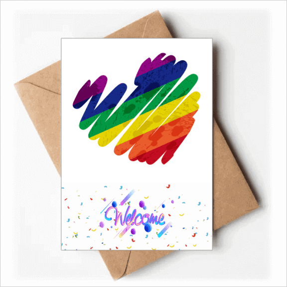 Painting Heart LGBT Rainbow Welcome Back Greeting Cards Envelopes Blank