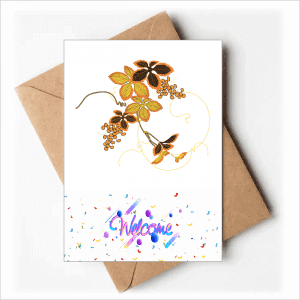 Painting Japanese Brown Flower Welcome Back Greeting Cards Envelopes Blank
