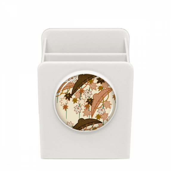 Painting Japanese Culture Brown Desk Pencil Holder Cup Pen Organizer