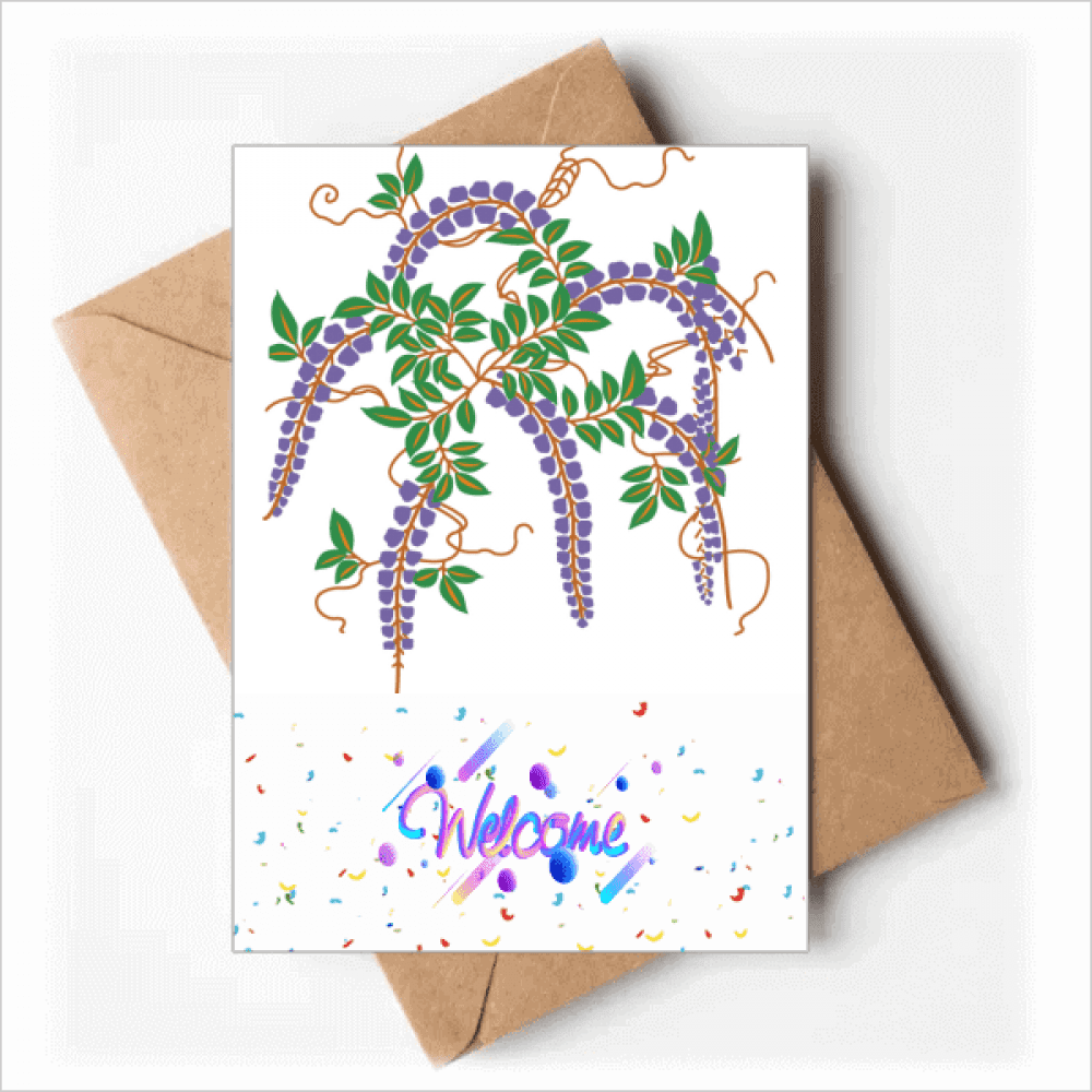 Painting Japanese Culture Purple Flower Welcome Back Greeting Cards Envelopes Blank