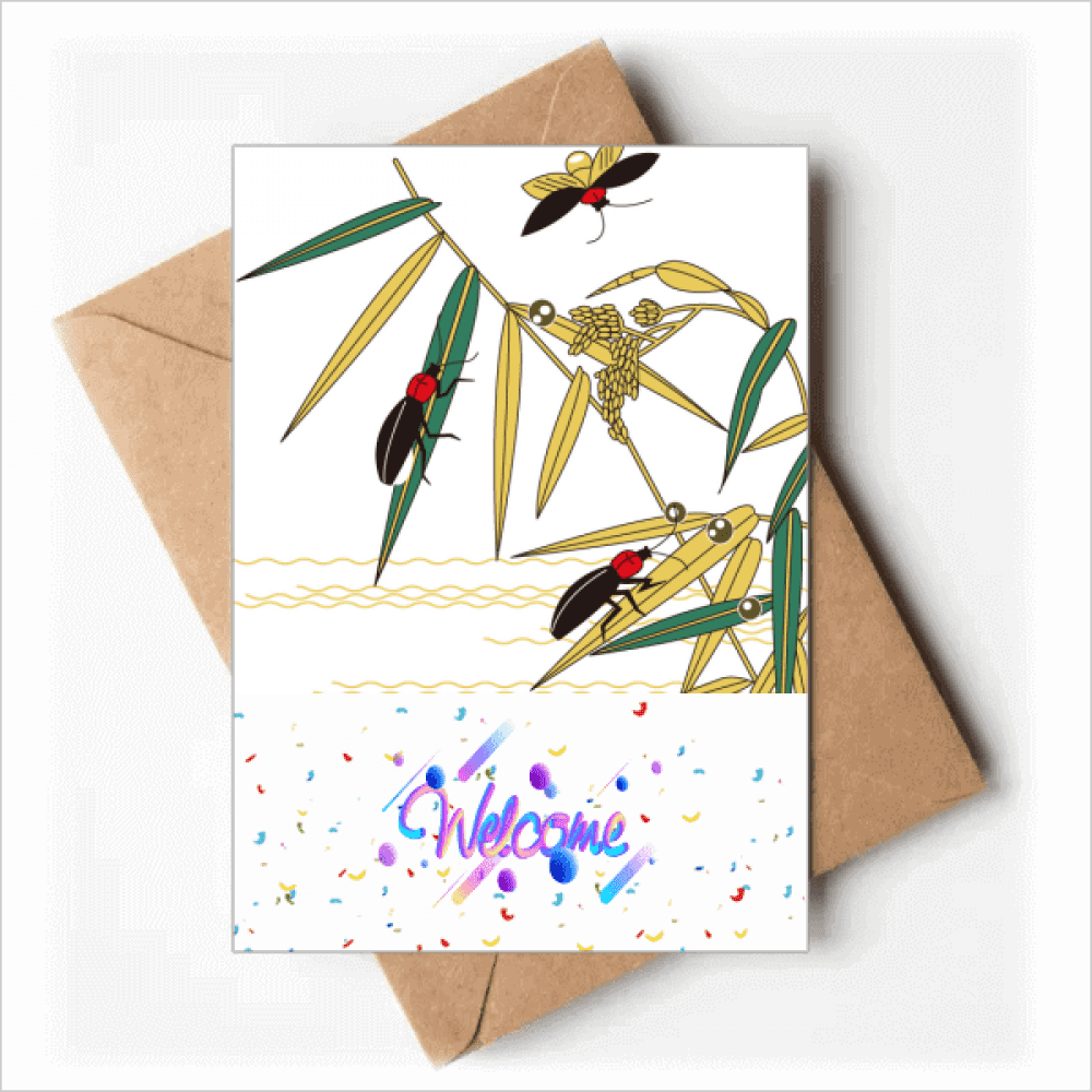 Painting Japanese insect Welcome Back Greeting Cards Envelopes Blank