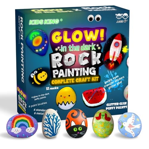 Painting Kit - Glow in The Dark,Stone Drawing Arts Crafts Gifts for Kids Ages 6-12,Creative Craft Activity Art Kits - Birthday Party Toy for Kids 6,7,8,9,10,11,12 Years Old